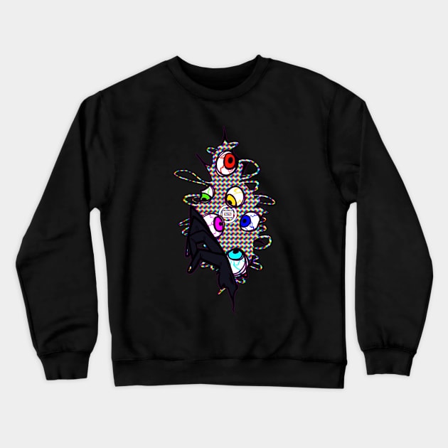 Glitch Hand and Eyes Bursting Out Crewneck Sweatshirt by neutralbrick